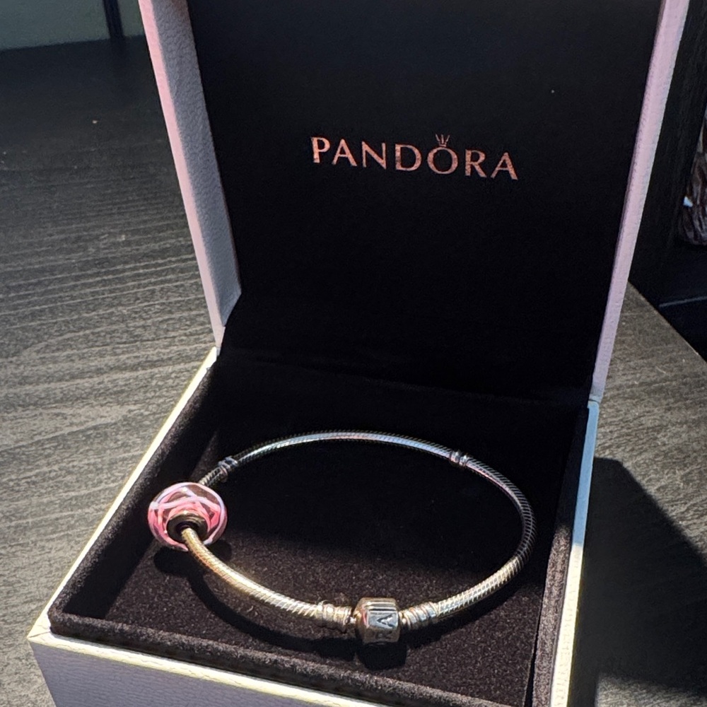 Pandora Silver Bracelet with Pink charm